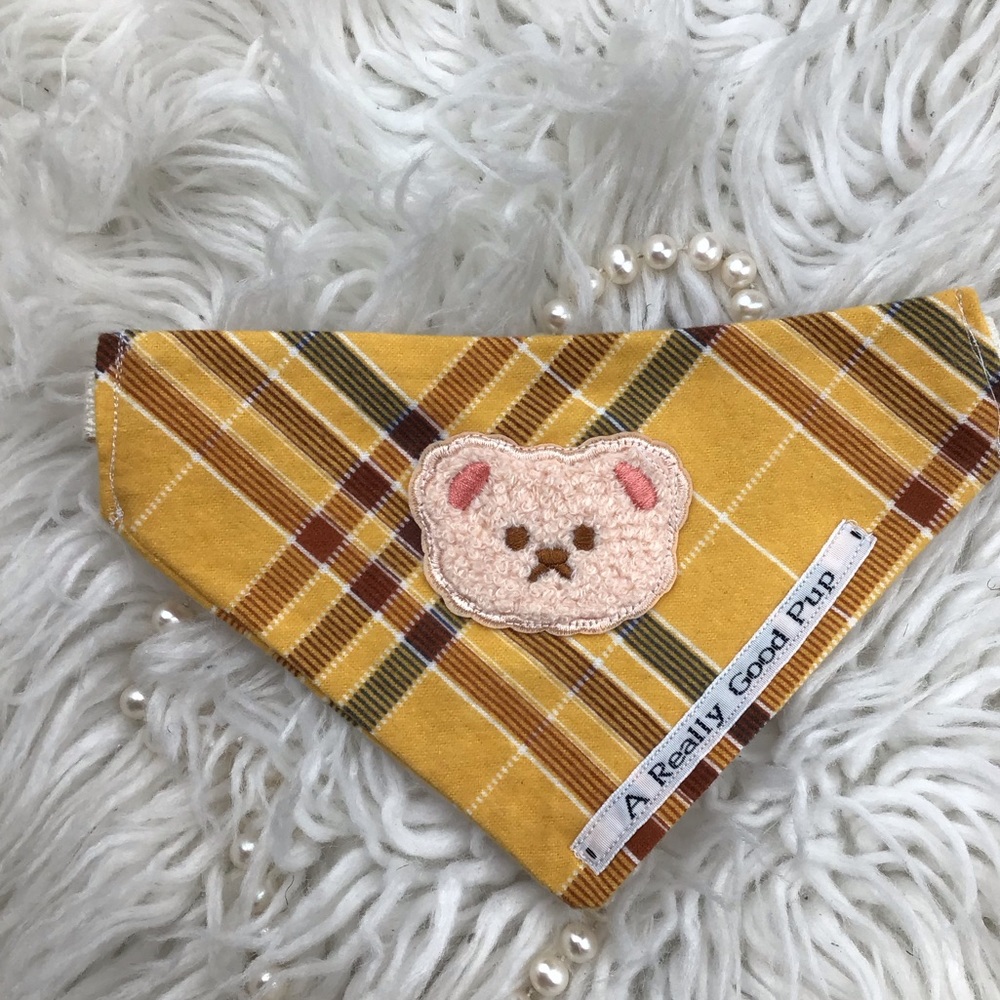 🐶 4 for $16 DOG BANDANA ( beary- golden plaid)